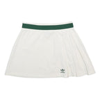 ADIDAS Womens White & Green Mini Cotton Blend Pleated Skirt UK 12 Sports Casual