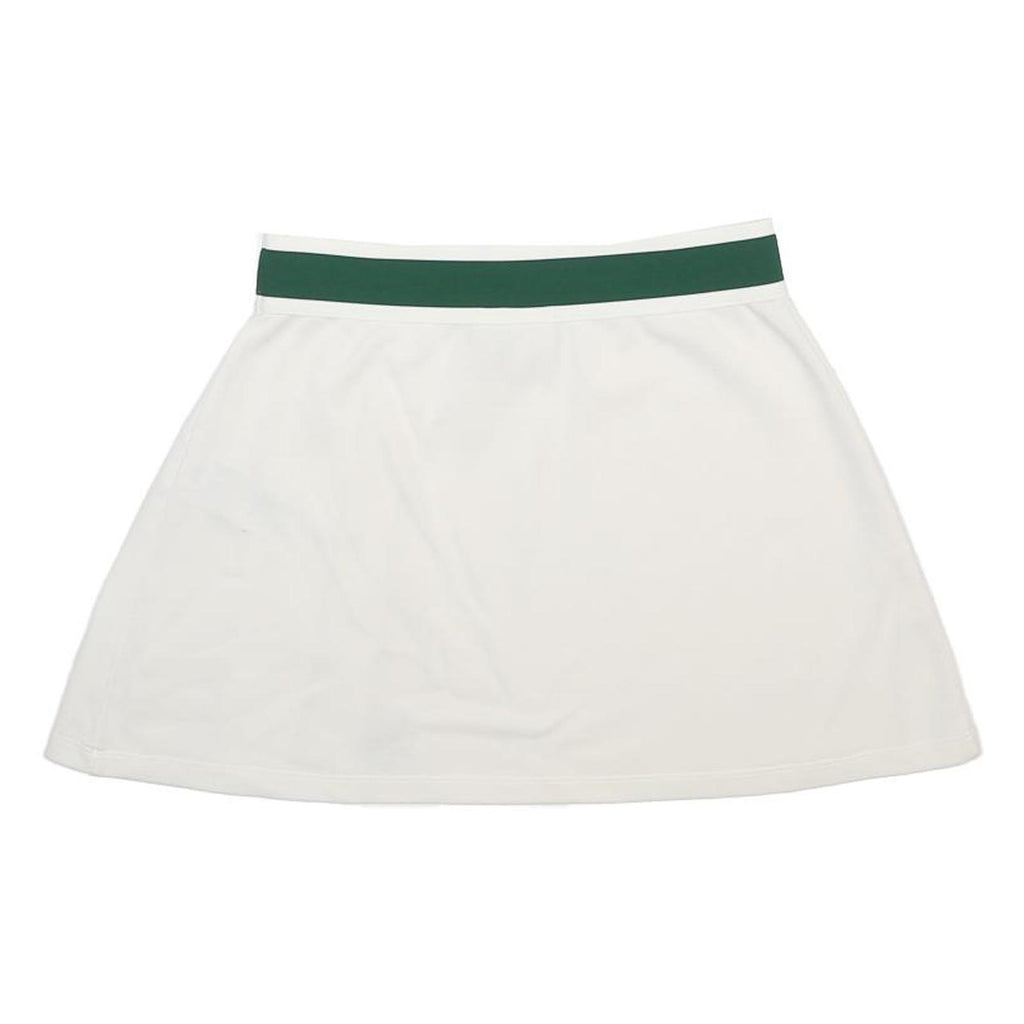 ADIDAS Womens White & Green Mini Cotton Blend Pleated Skirt UK 12 Sports Casual