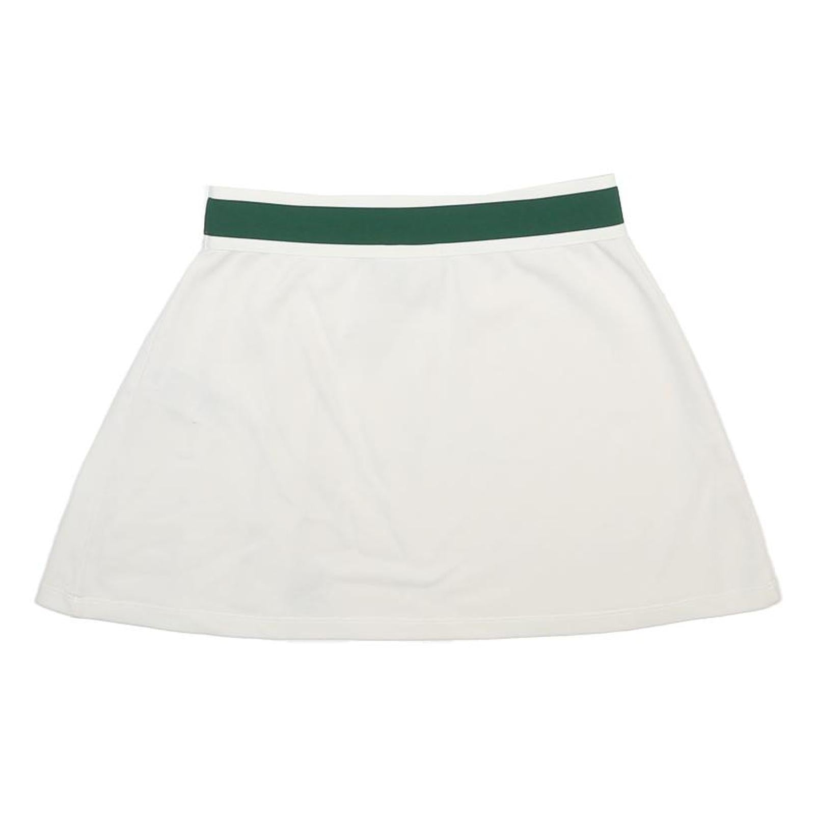 ADIDAS Womens White & Green Mini Cotton Blend Pleated Skirt UK 12 Sports Casual