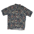 VAN HEUSEN Mens Blue & Brown Leaf Print Rayon Shirt L Casual Button Down