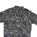 VAN HEUSEN Mens Blue & Brown Leaf Print Rayon Shirt L Casual Button Down