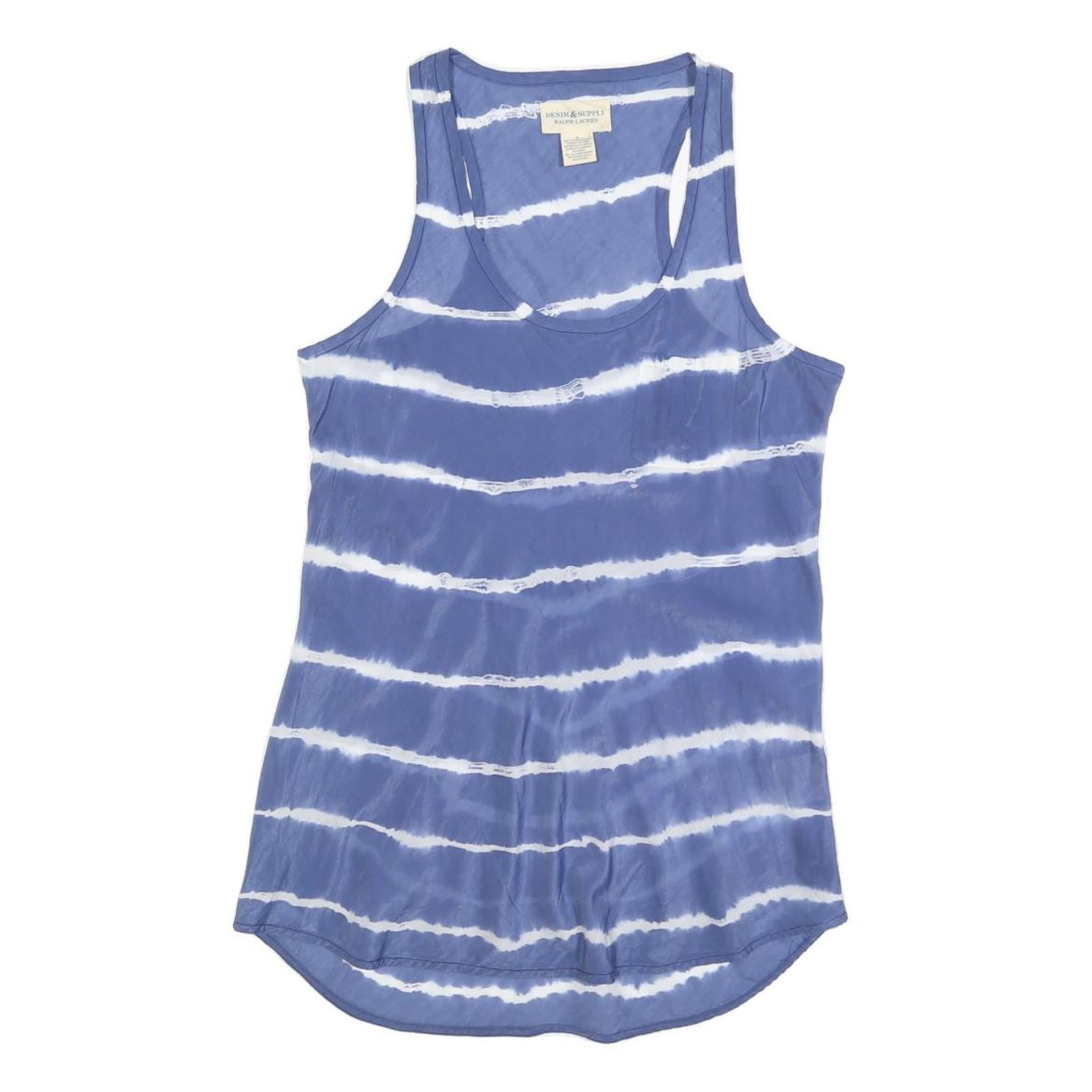 RALPH LAUREN DENIM & SUPPLY Womens Blue & White Printed Sleeveless Scoop Neck
