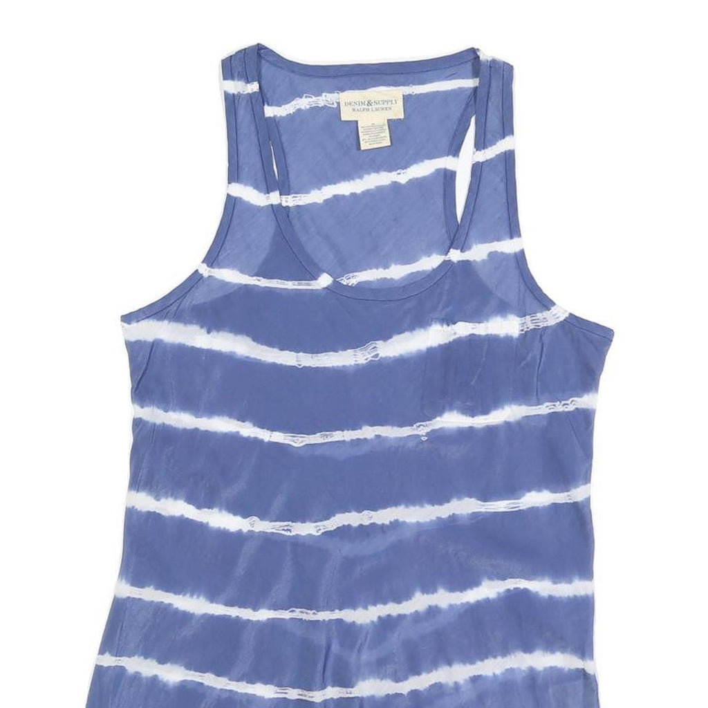 RALPH LAUREN DENIM & SUPPLY Womens Blue & White Printed Sleeveless Scoop Neck