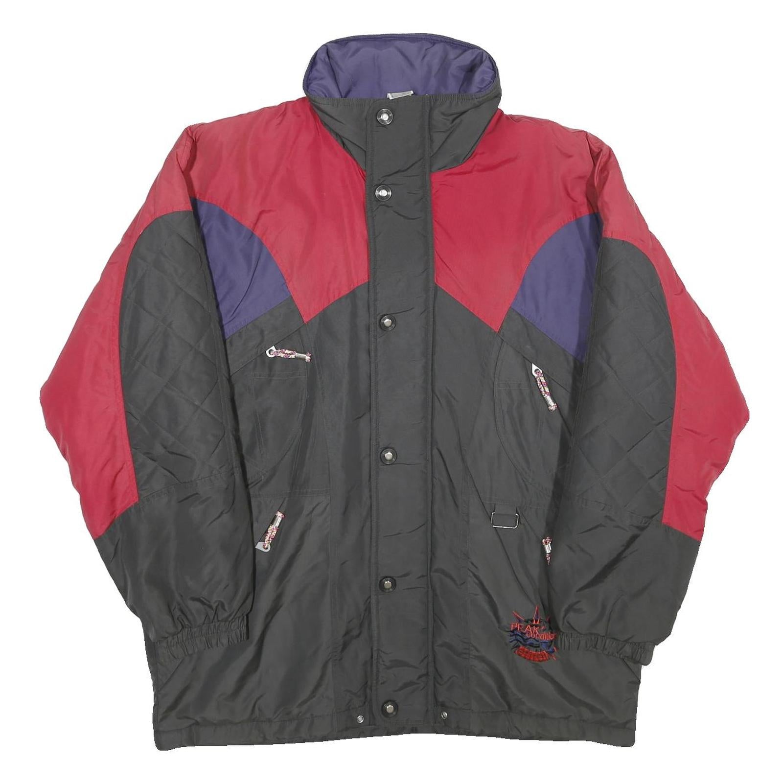 EITREL Mens Black & Red Colourblock Nylon Jacket L Zip Outdoor Winter