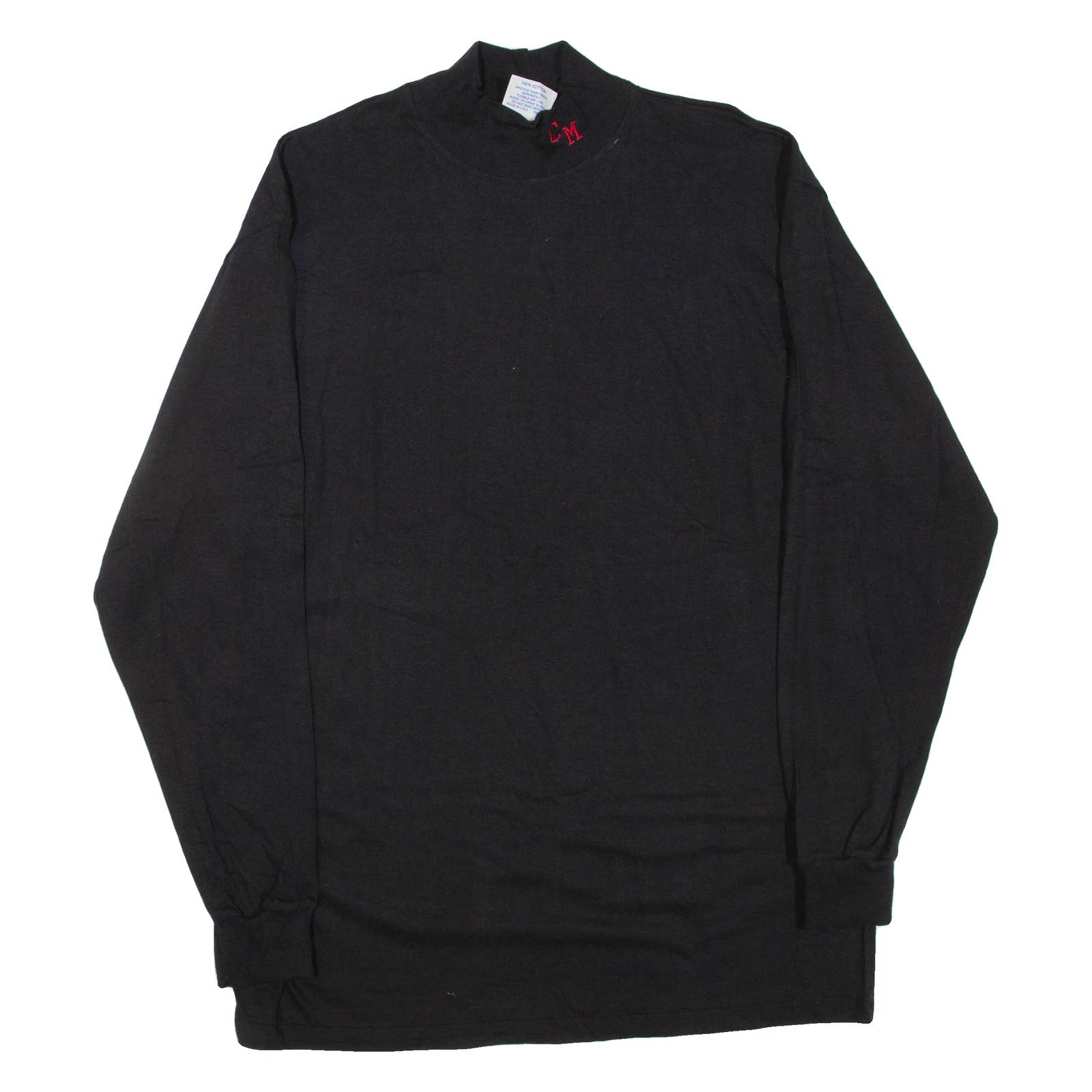 EAGLE USA Mens T-Shirt Black Long Sleeve Roll Neck L