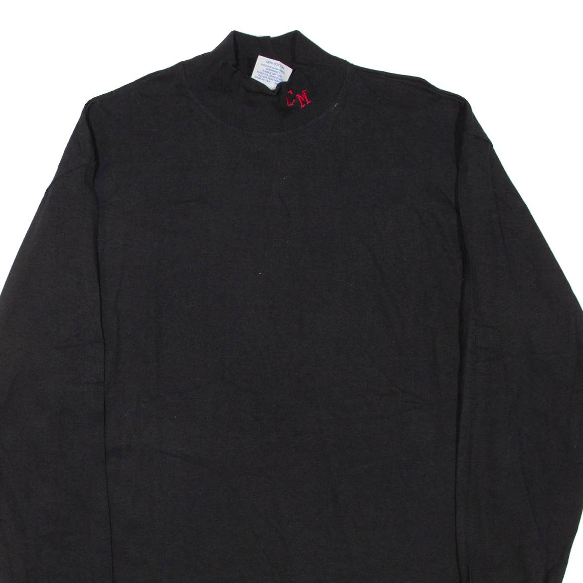 EAGLE USA Mens T-Shirt Black Long Sleeve Roll Neck L