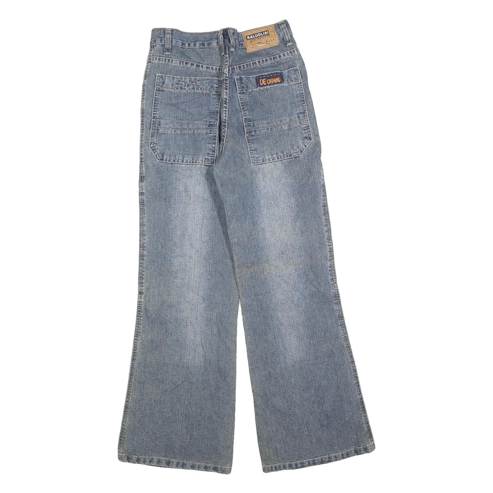 KALUOLISI Womens Jeans Blue Relaxed Wide-Leg Denim Medium W26 L30 Casual Fashion