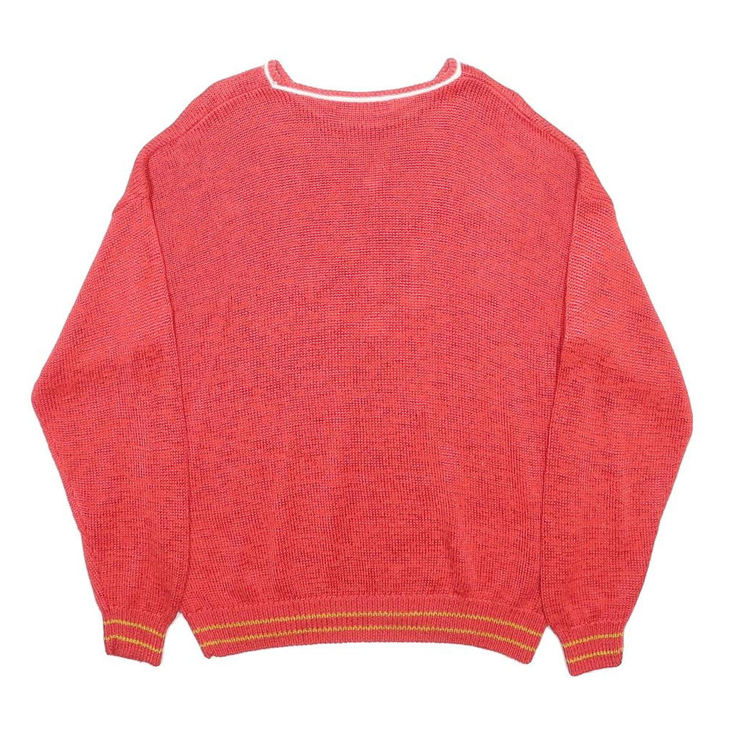 MALINA WONG Womens Red Patterned Cotton Blend Plain Crew Neck Basic Knit Jumper