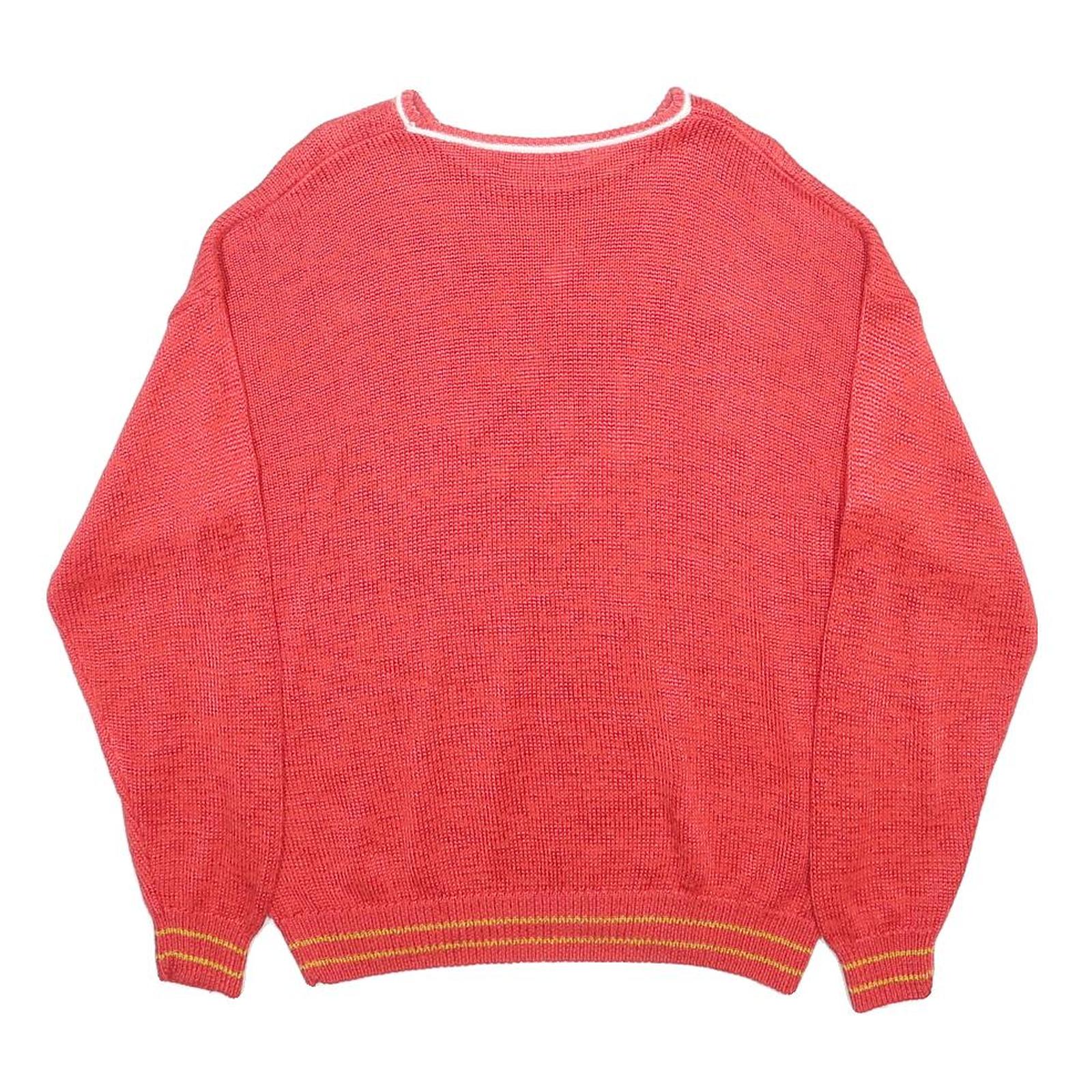 MALINA WONG Womens Red Patterned Cotton Blend Plain Crew Neck Basic Knit Jumper