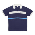 ELLESSE Womens Navy Blue White Striped Short Sleeve Polo Shirt S Cotton
