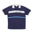 ELLESSE Womens Navy Blue White Striped Short Sleeve Polo Shirt S Cotton