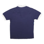 ELLESSE Womens Navy Blue White Striped Short Sleeve Polo Shirt S Cotton