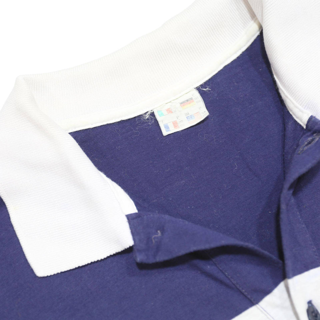 ELLESSE Womens Navy Blue White Striped Short Sleeve Polo Shirt S Cotton