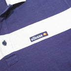 ELLESSE Womens Navy Blue White Striped Short Sleeve Polo Shirt S Cotton