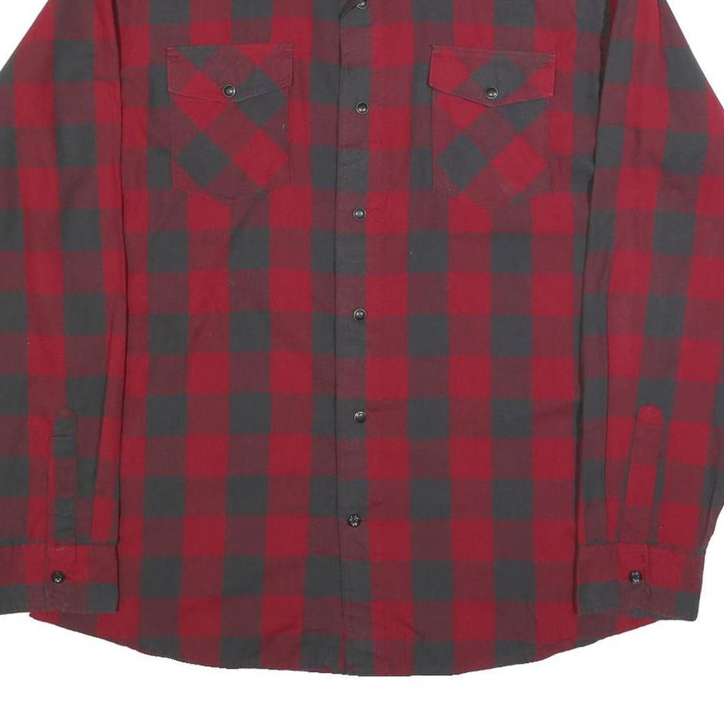 WRANGLER Mens Red & Black Checked Shirt L Casual Cotton Blend Long Sleeve