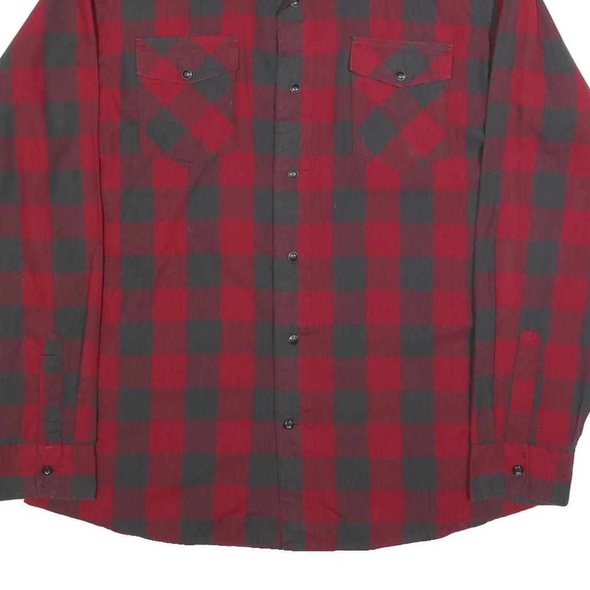WRANGLER Mens Red & Black Checked Shirt L Casual Cotton Blend Long Sleeve