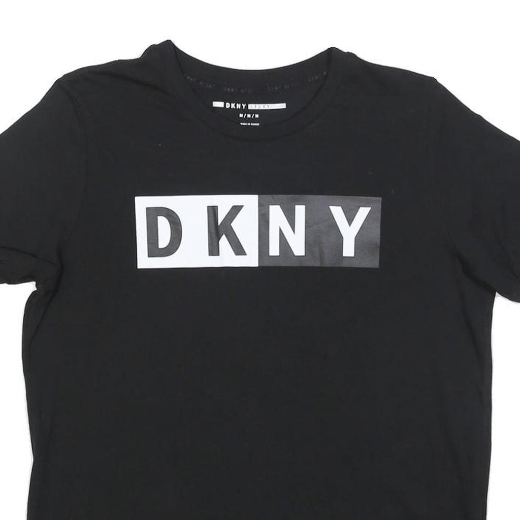 DKNY Womens Black Graphic T-Shirt M Short Sleeve Crew Neck Logo Print