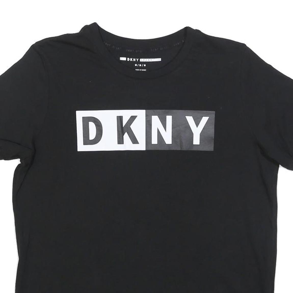 DKNY Womens Black Graphic T-Shirt M Short Sleeve Crew Neck Logo Print