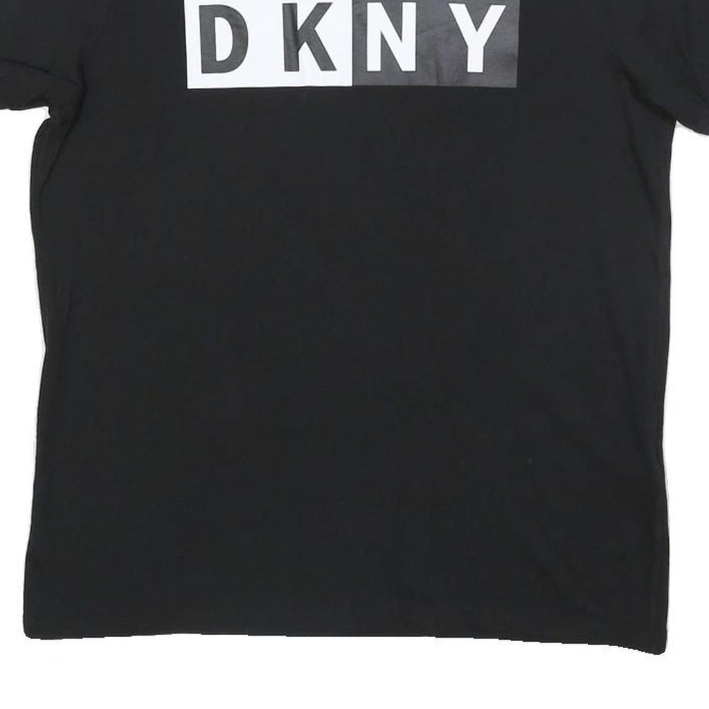 DKNY Womens Black Graphic T-Shirt M Short Sleeve Crew Neck Logo Print