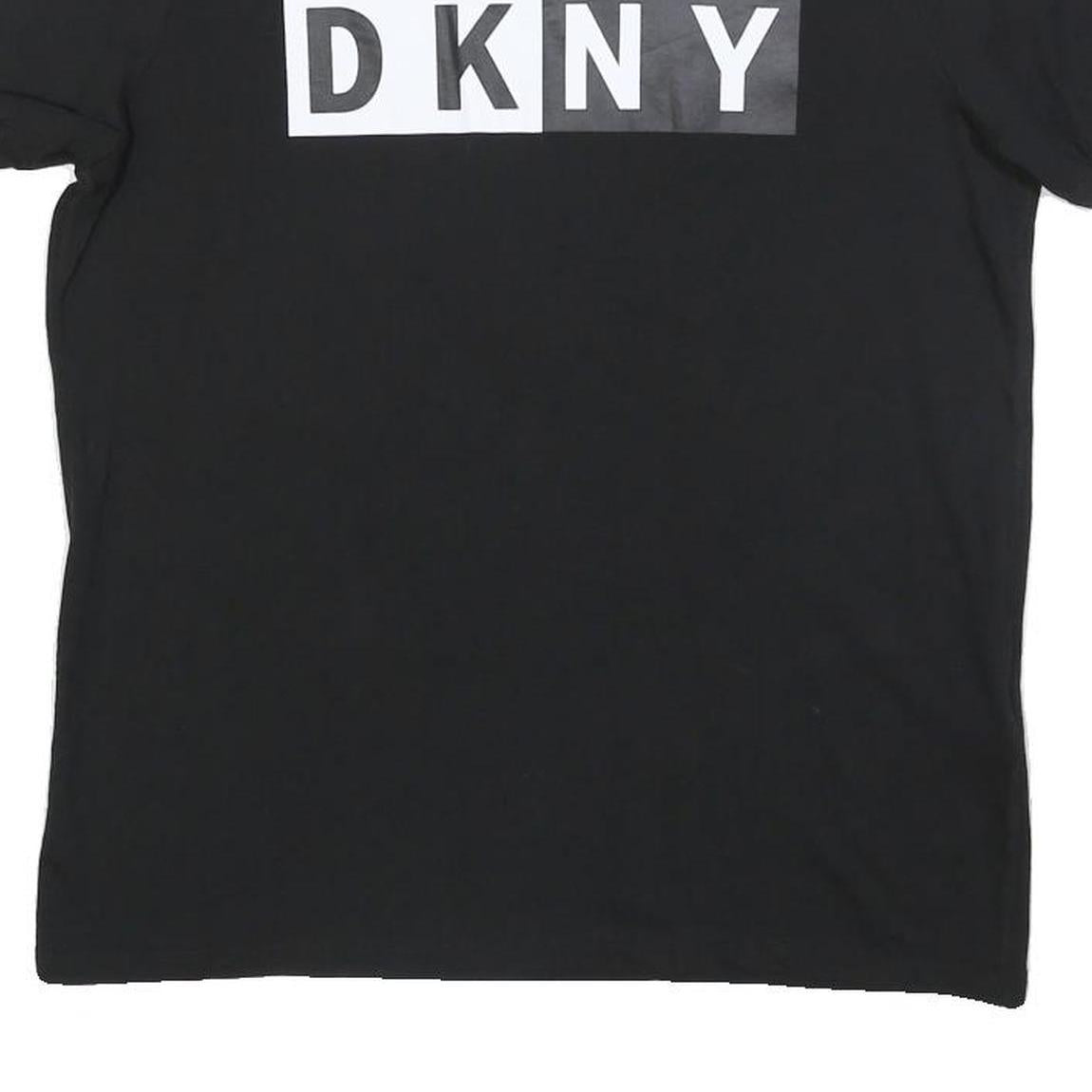 DKNY Womens Black Graphic T-Shirt M Short Sleeve Crew Neck Logo Print