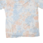 TRUE RELIGION Womens Cream & Blue Tie Dye T-Shirt L Short Sleeve Crew Neck