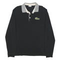 LACOSTE Mens Black & Grey Long Sleeve Plain XL Cotton Classic Polo Shirt