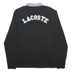 LACOSTE Mens Black & Grey Long Sleeve Plain XL Cotton Classic Polo Shirt
