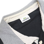 LACOSTE Mens Black & Grey Long Sleeve Plain XL Cotton Classic Polo Shirt