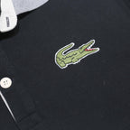 LACOSTE Mens Black & Grey Long Sleeve Plain XL Cotton Classic Polo Shirt
