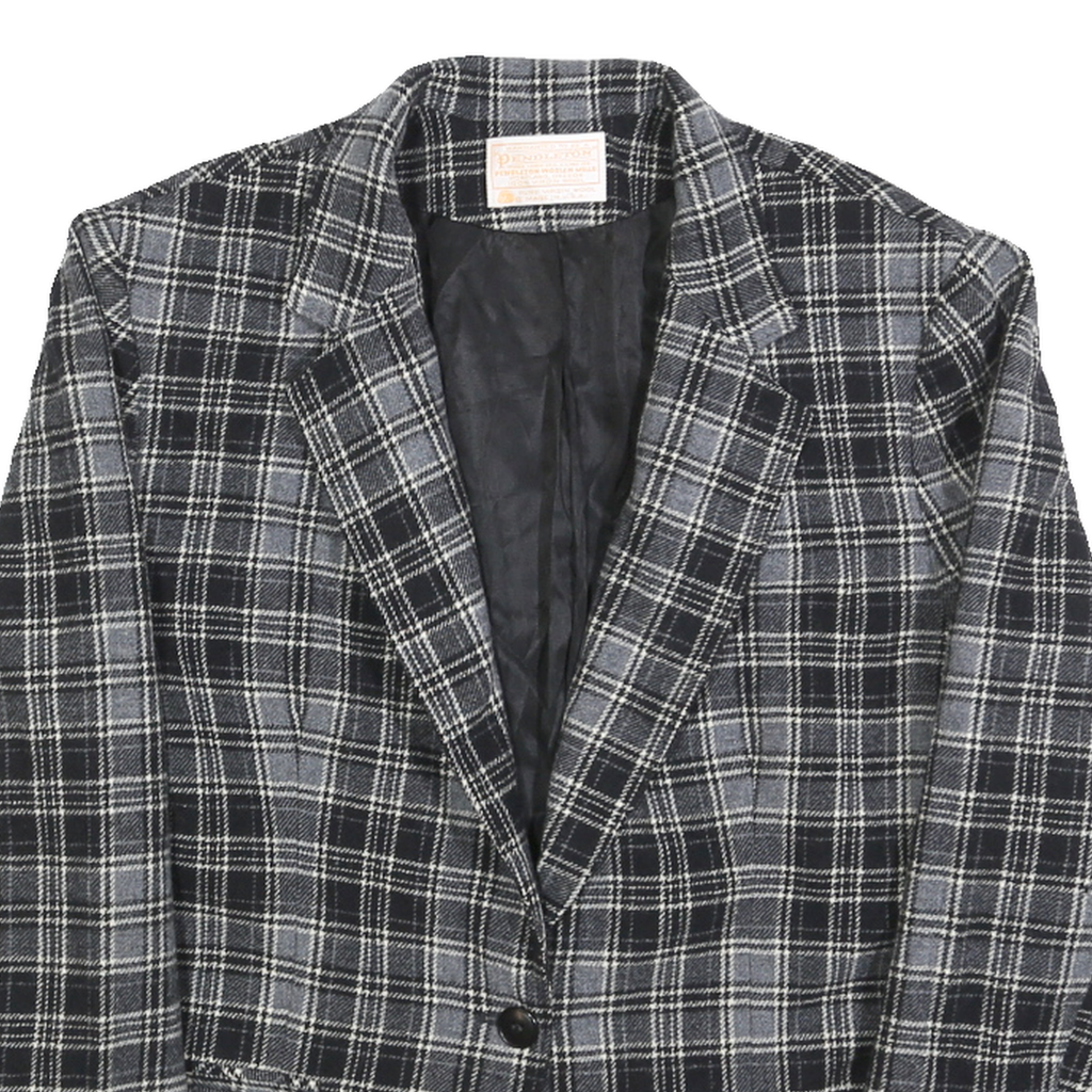 PENDLETON Womens Black & Grey Check Wool Button Jacket M Woven Classic