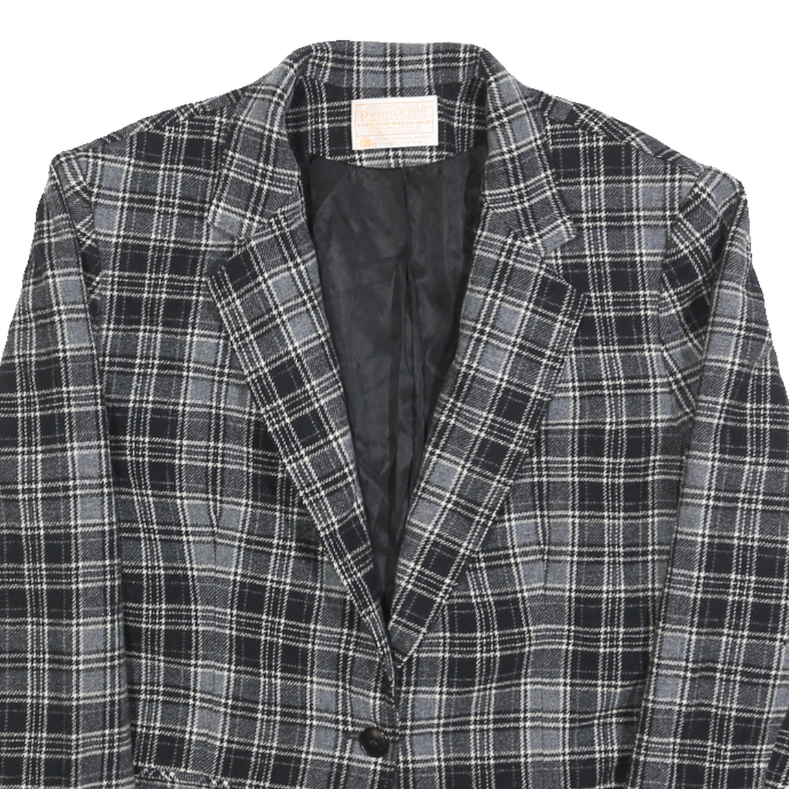 PENDLETON Womens Black & Grey Check Wool Button Jacket M Woven Classic