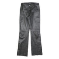 VERO MODA Womens Leather Black Regular Flared Trousers W26 L32 Zip Closure