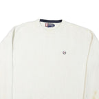 CHAPS RALPH LAUREN Mens White Cotton Blend Jumper Crew Neck Basic Knit L Classic