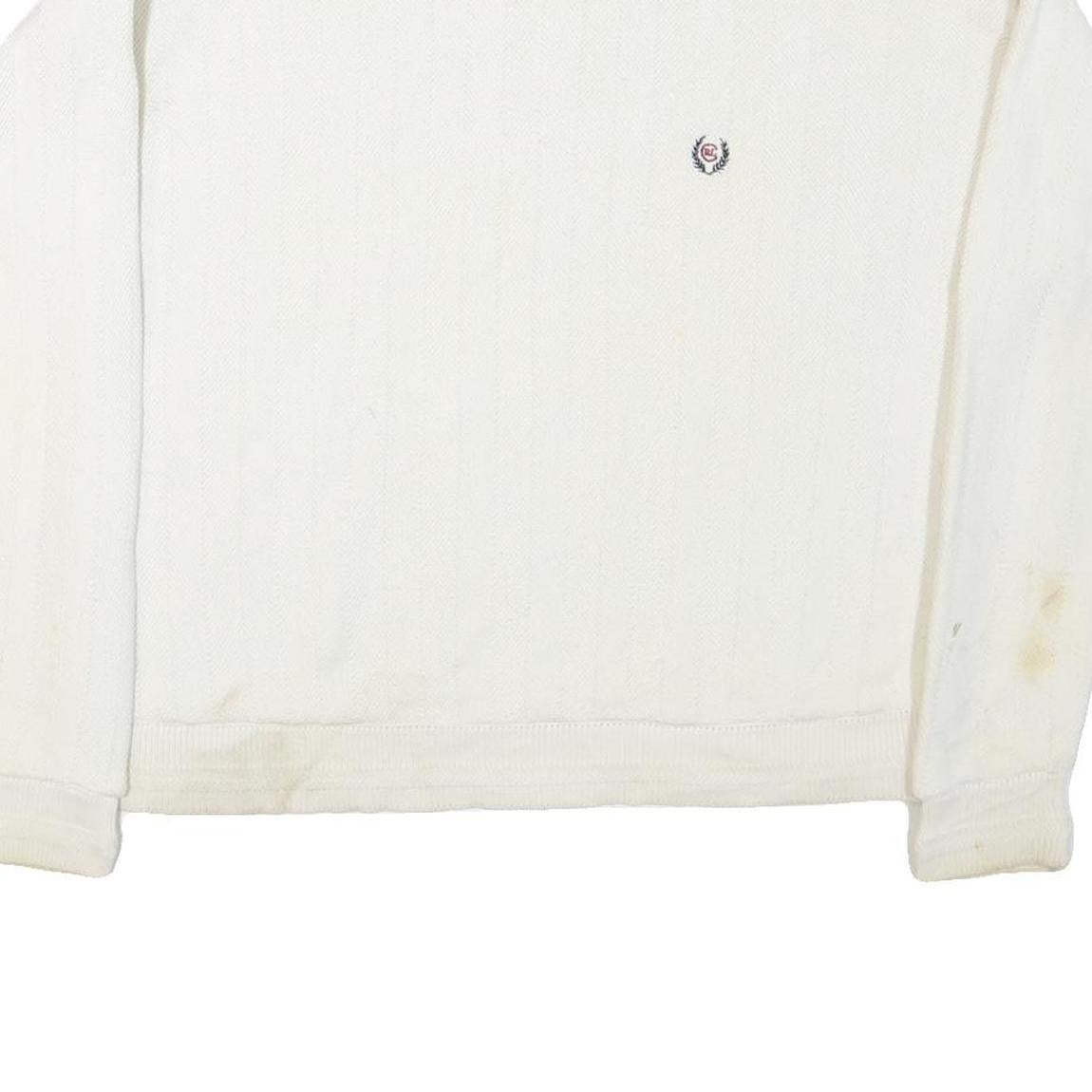 CHAPS RALPH LAUREN Mens White Cotton Blend Jumper Crew Neck Basic Knit L Classic