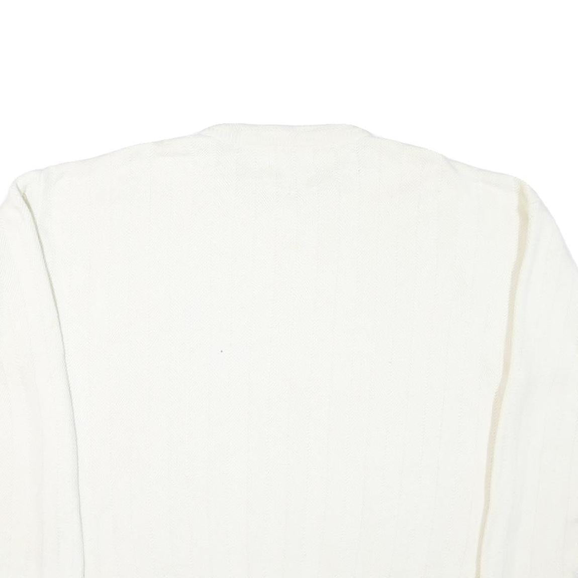 CHAPS RALPH LAUREN Mens White Cotton Blend Jumper Crew Neck Basic Knit L Classic