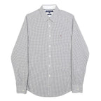 TOMMY HILFIGER Mens Grey Check Shirt L Classic Cotton Long Sleeve Formal
