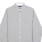 TOMMY HILFIGER Mens Grey Check Shirt L Classic Cotton Long Sleeve Formal