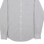 TOMMY HILFIGER Mens Grey Check Shirt L Classic Cotton Long Sleeve Formal
