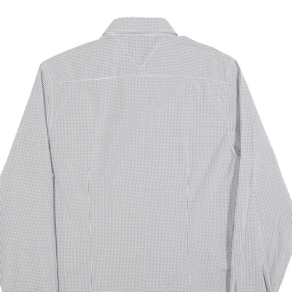 TOMMY HILFIGER Mens Grey Check Shirt L Classic Cotton Long Sleeve Formal