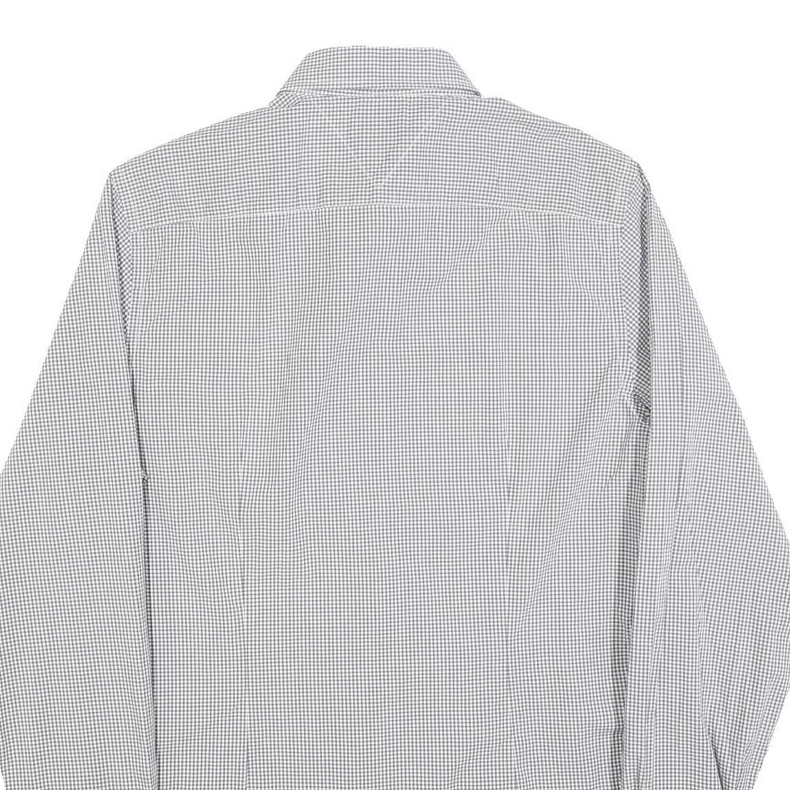 TOMMY HILFIGER Mens Grey Check Shirt L Classic Cotton Long Sleeve Formal