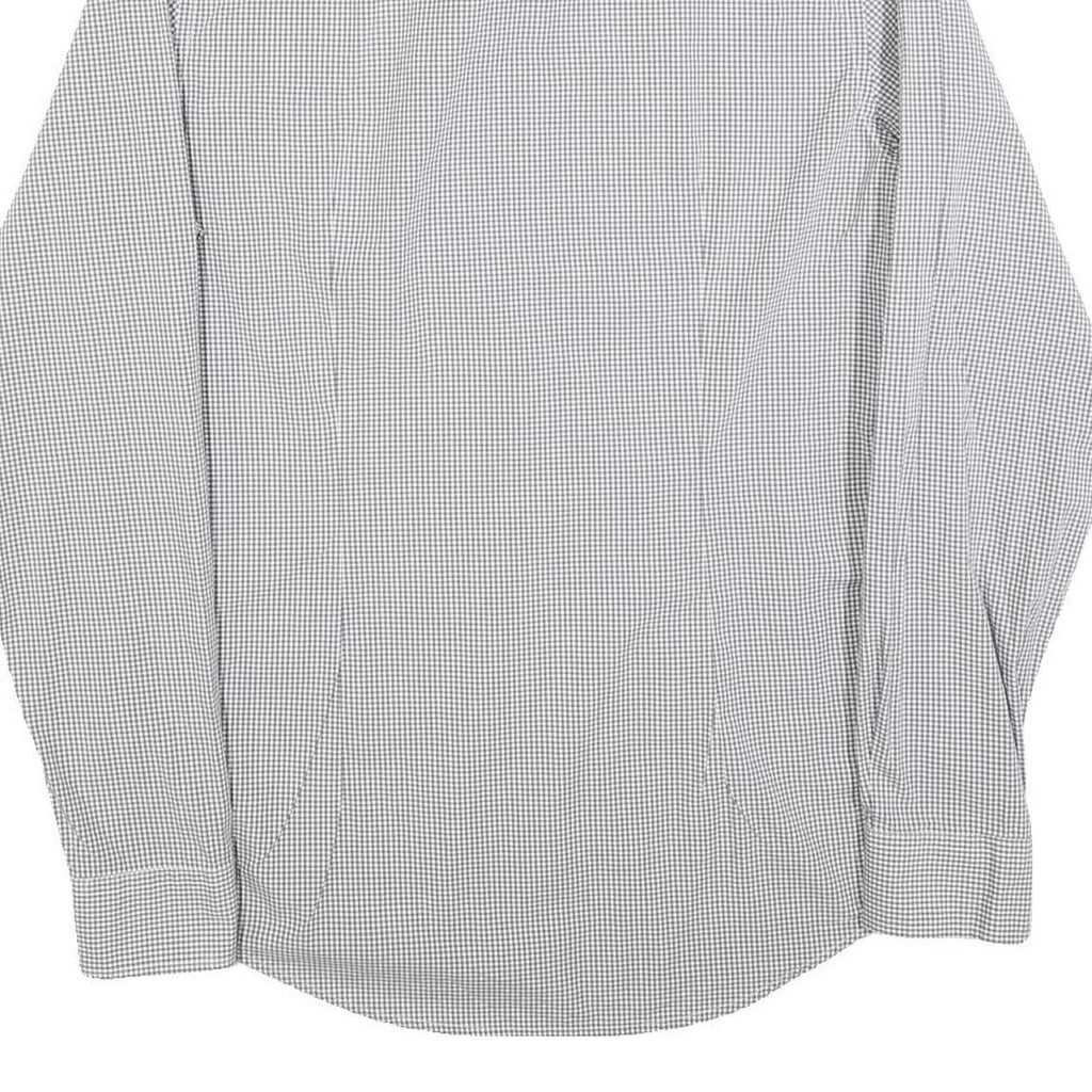 TOMMY HILFIGER Mens Grey Check Shirt L Classic Cotton Long Sleeve Formal