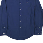 TOMMY HILFIGER Mens Blue Long Sleeve Shirt L Classic Cotton Blend Casual