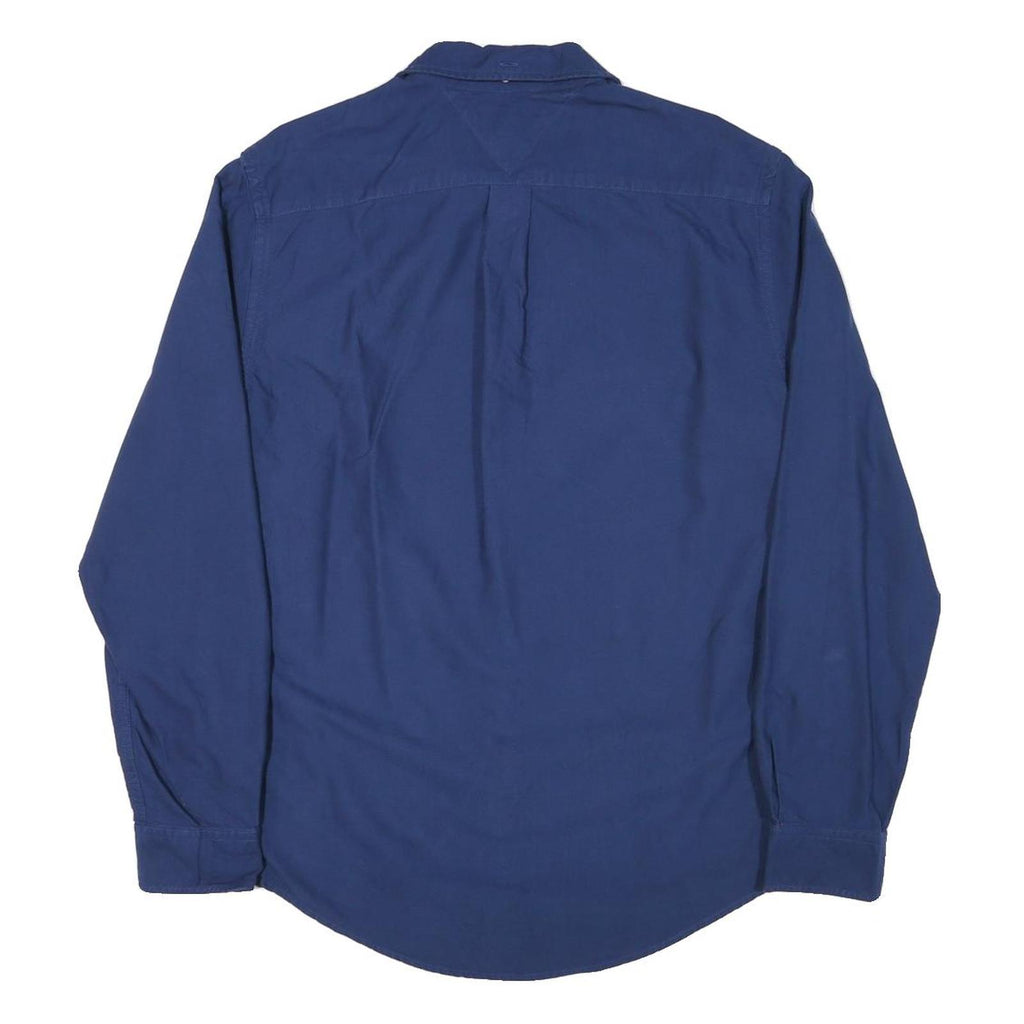 TOMMY HILFIGER Mens Blue Long Sleeve Shirt L Classic Cotton Blend Casual