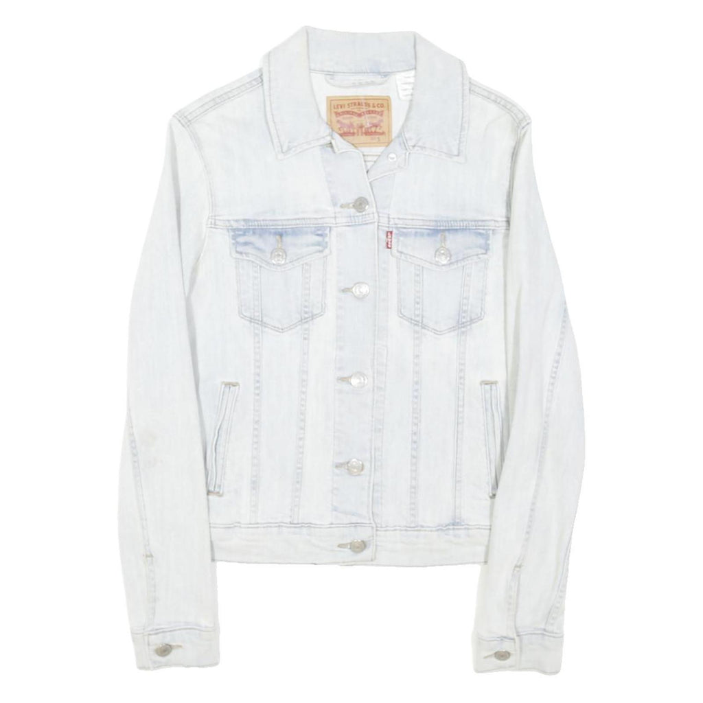 LEVI'S Womens Blue Denim Jacket S Cotton Blend Classic Button Closure Cropped