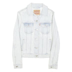 LEVI'S Womens Blue Denim Jacket S Cotton Blend Classic Button Closure Cropped