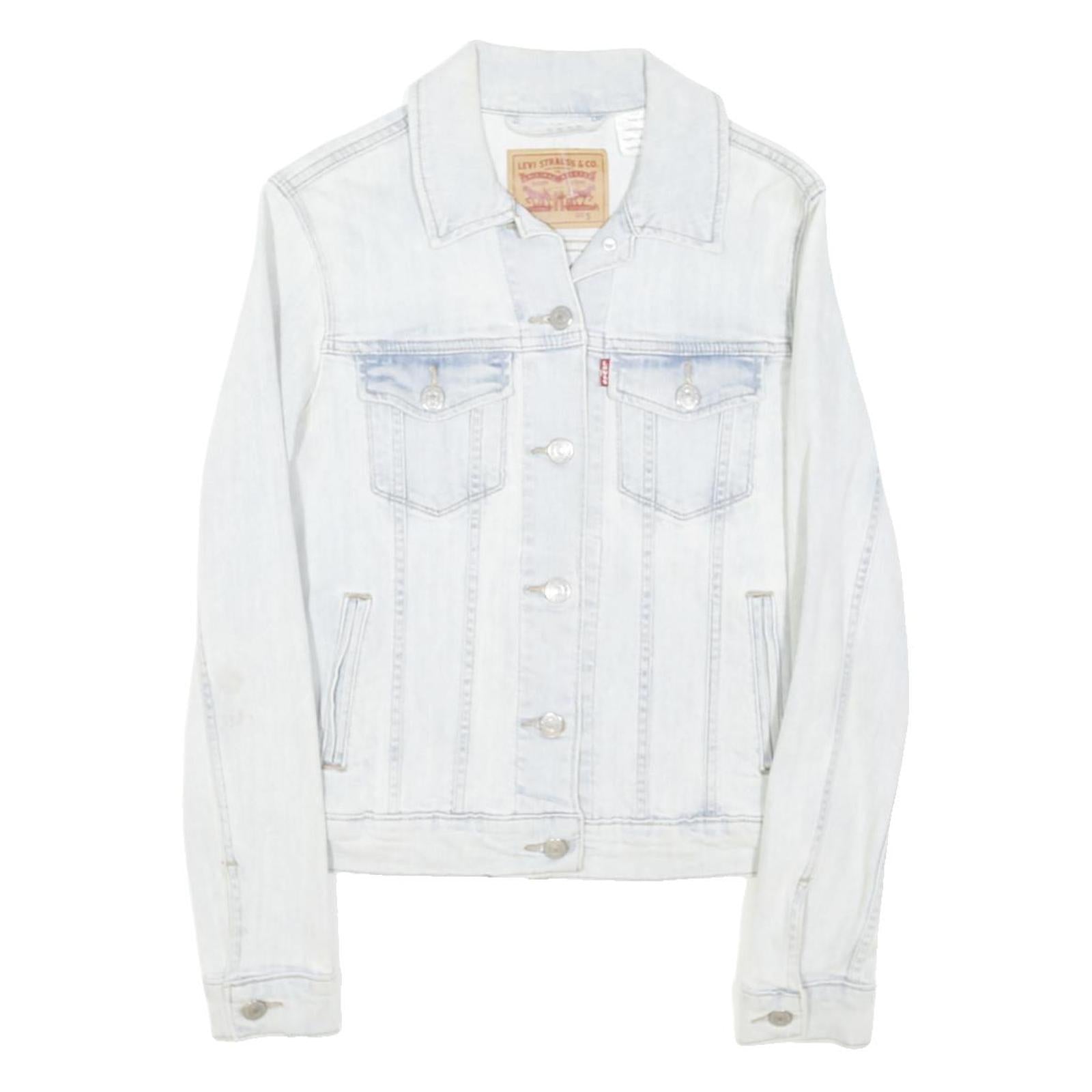 LEVI'S Womens Blue Denim Jacket S Cotton Blend Classic Button Closure Cropped