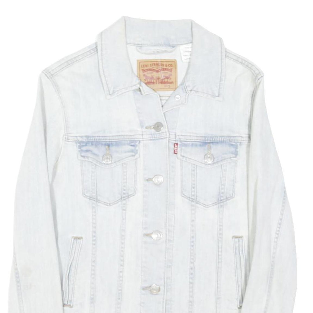 LEVI'S Womens Blue Denim Jacket S Cotton Blend Classic Button Closure Cropped