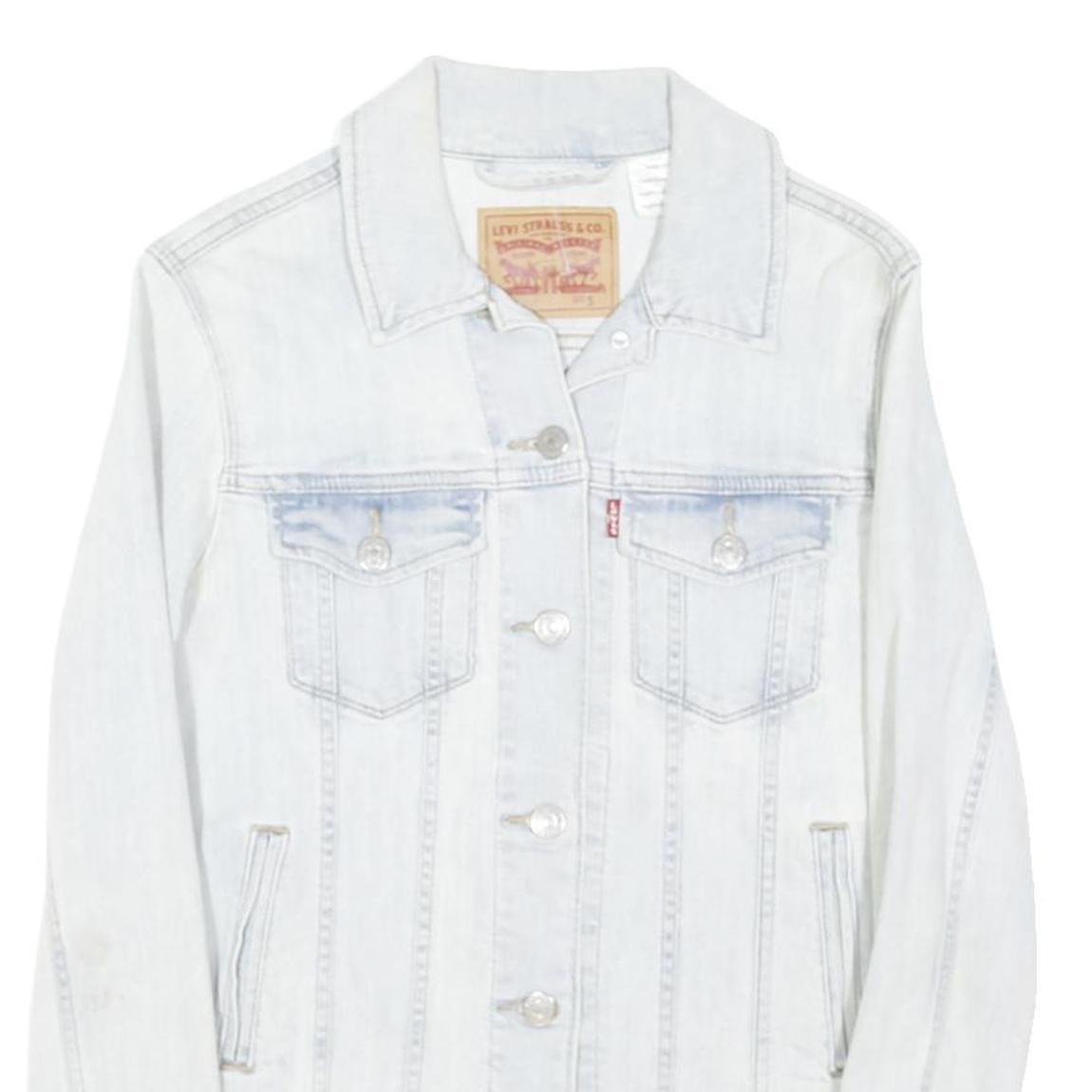 LEVI'S Womens Blue Denim Jacket S Cotton Blend Classic Button Closure Cropped