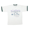 Mens White & Green Graphic T-Shirt M Short Sleeve Crew Neck Niagara Falls Canada
