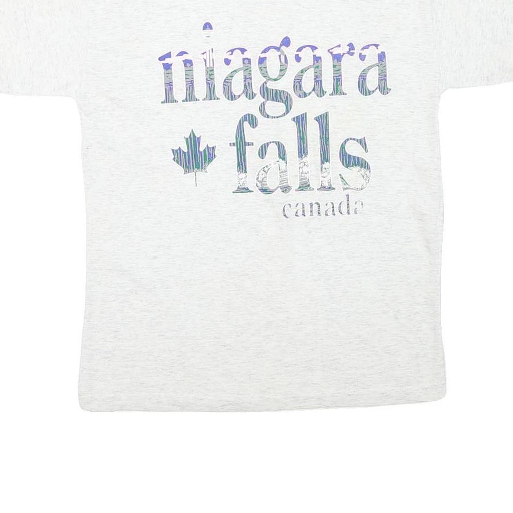 Mens White & Green Graphic T-Shirt M Short Sleeve Crew Neck Niagara Falls Canada
